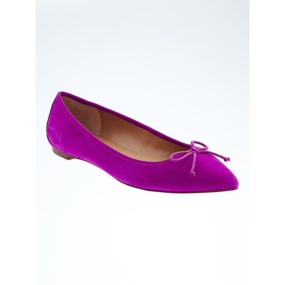 Banana Republic Pointed Toe Robin Ballet Flat suede fuchsia pink sz 6 - Picture 2 of 7